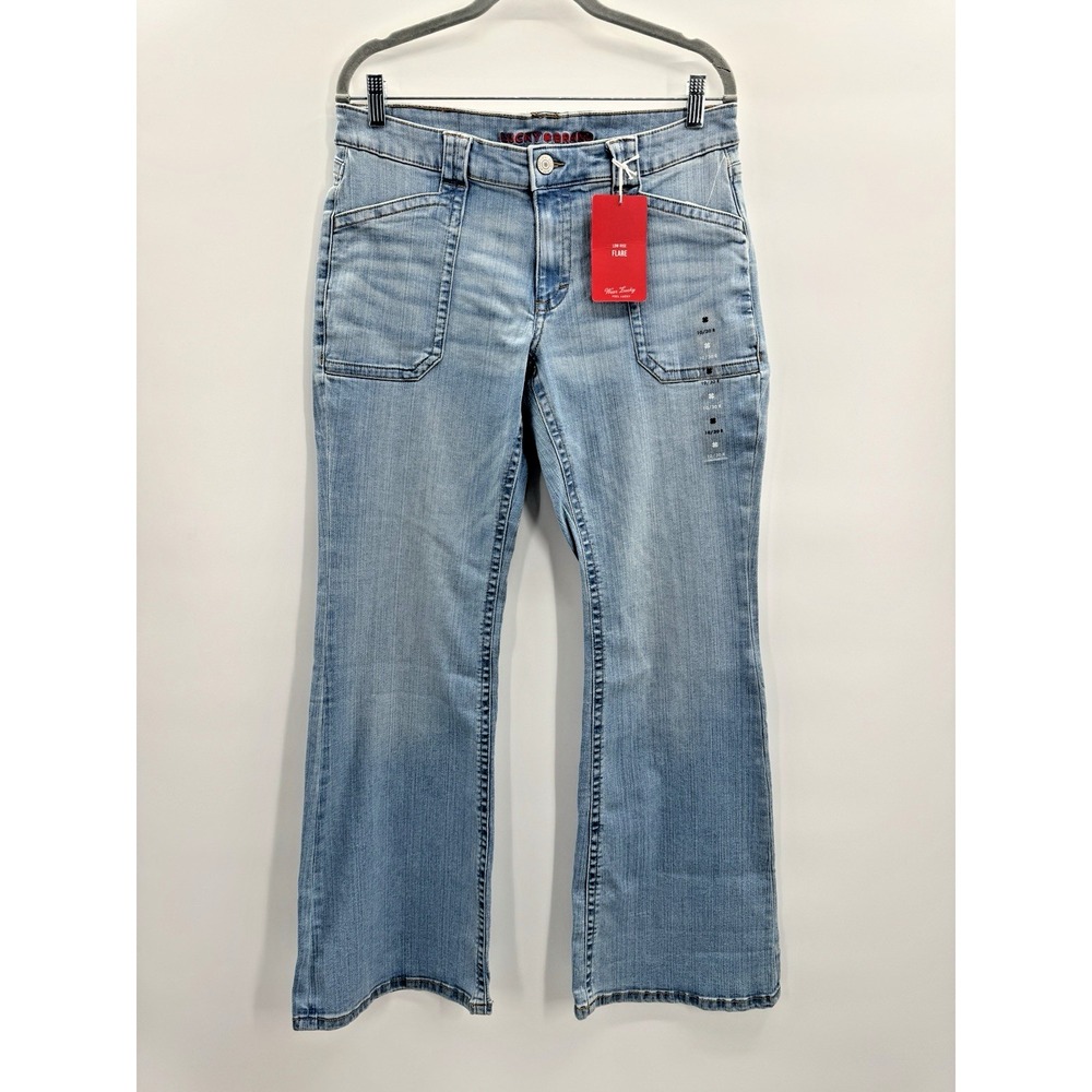 Lucky Brand Low Rise Flare 10 30 Light Wash Retro Y2K Patch Pocket Western Flap